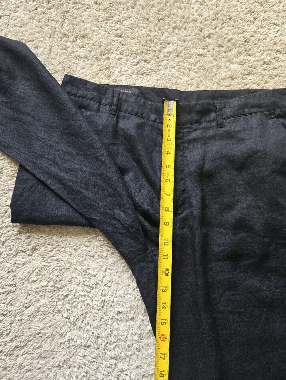 Quince European Linen Trousers Mens 34×30 Black Straight